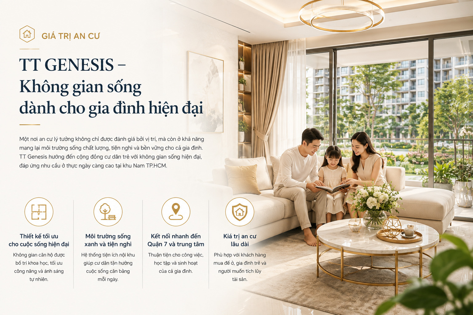 Không gian sống hiện đại tại dự án TT Genesis Nhà Bè dành cho gia đình trẻ